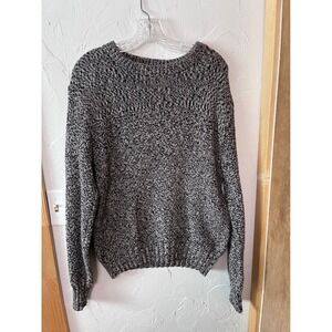 Winona Knits Vintage Salt and Pepper Marled Crewneck Sweater Made in USA M